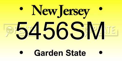 5456SM New Jersey License Plate