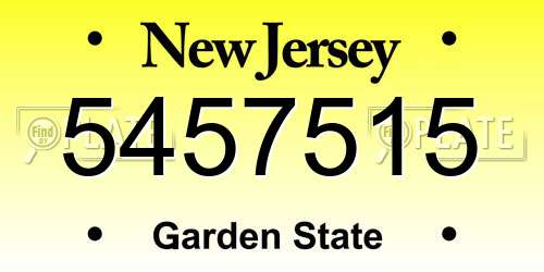 5457515 New Jersey License Plate