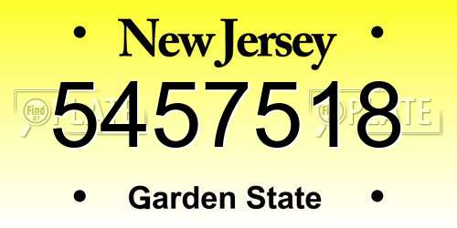 5457518 New Jersey License Plate