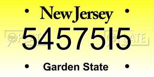 54575I5 New Jersey License Plate
