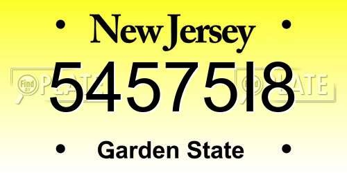 54575I8 New Jersey License Plate