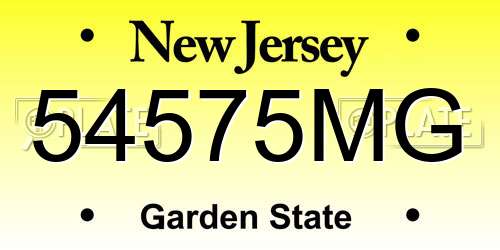 54575MG New Jersey License Plate