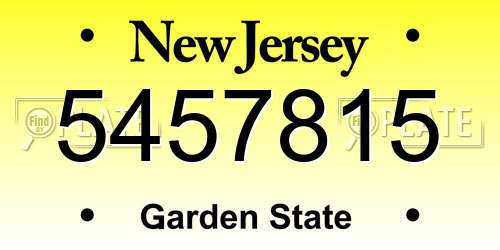 5457815 New Jersey License Plate