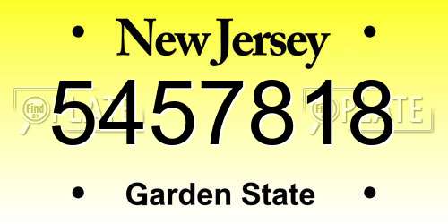 5457818 New Jersey License Plate
