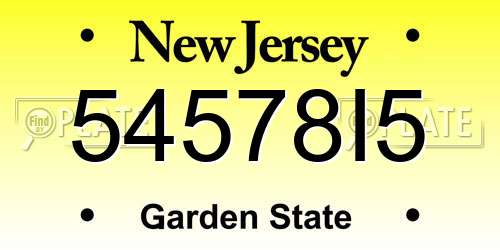 54578I5 New Jersey License Plate