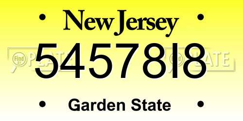 54578I8 New Jersey License Plate