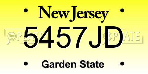 5457JD New Jersey License Plate