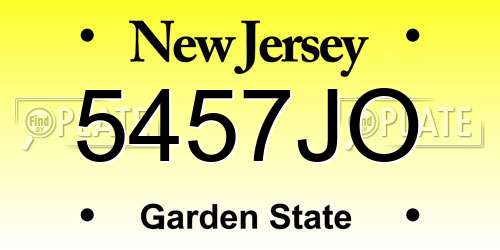 5457JO New Jersey License Plate
