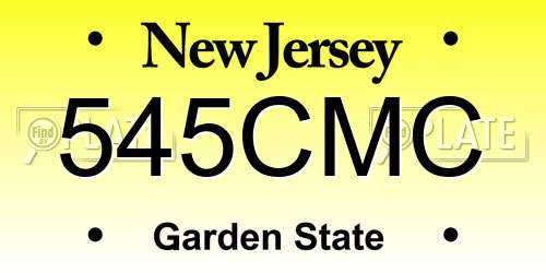 545CMC New Jersey License Plate