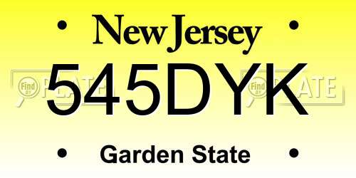 545DYK New Jersey License Plate