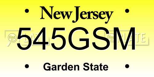 545GSM New Jersey License Plate
