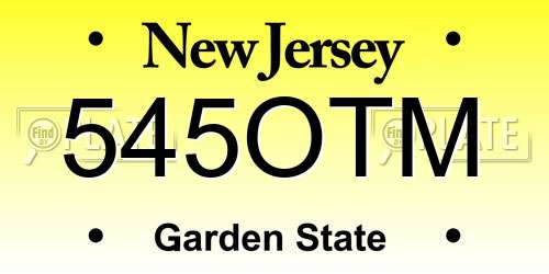 545OTM New Jersey License Plate