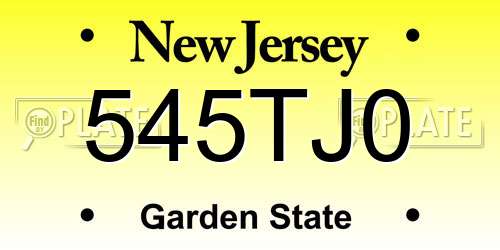 545TJ0 New Jersey License Plate