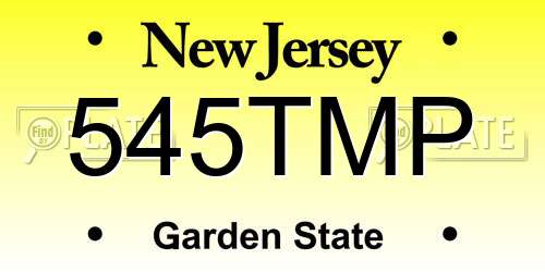 545TMP New Jersey License Plate