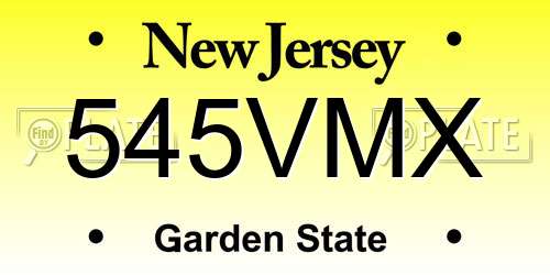 545VMX New Jersey License Plate