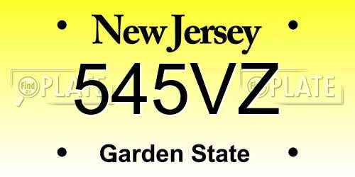 545VZ New Jersey License Plate