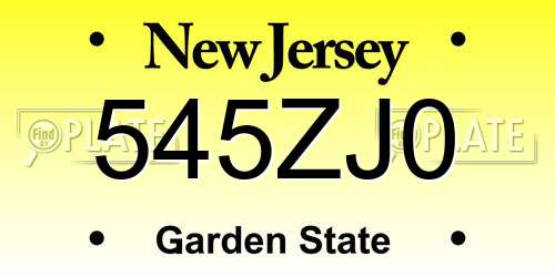 545ZJ0 New Jersey License Plate