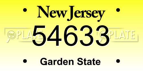 54633 New Jersey License Plate