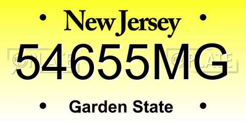 54655MG New Jersey License Plate