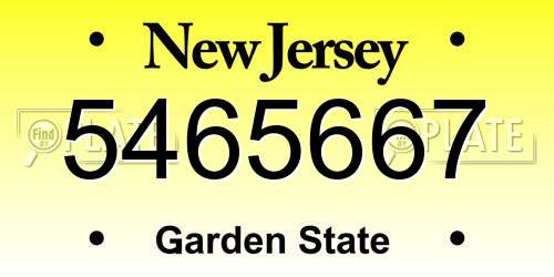 5465667 New Jersey License Plate