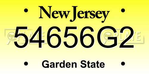 54656G2 New Jersey License Plate