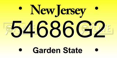 54686G2 New Jersey License Plate