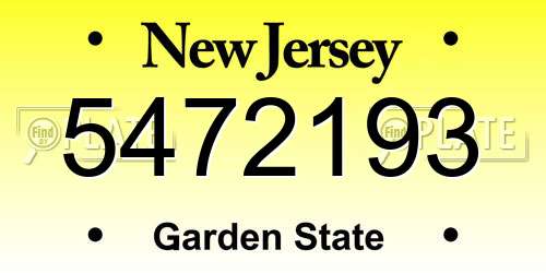 5472193 New Jersey License Plate