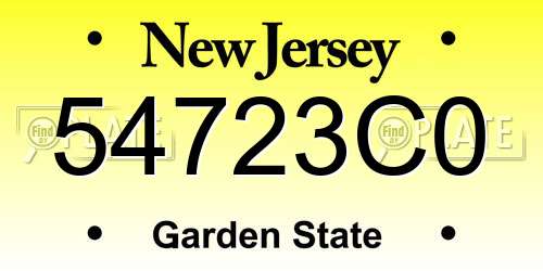 54723C0 New Jersey License Plate