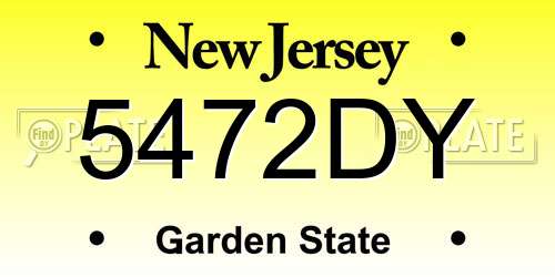 5472DY New Jersey License Plate