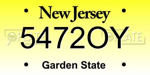5472OY New Jersey License Plate