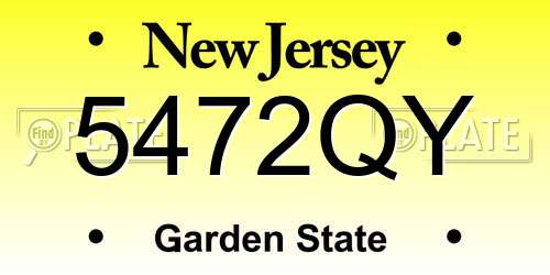 5472QY New Jersey License Plate