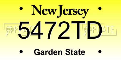 5472TD New Jersey License Plate
