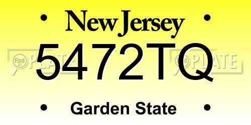 5472TQ New Jersey License Plate