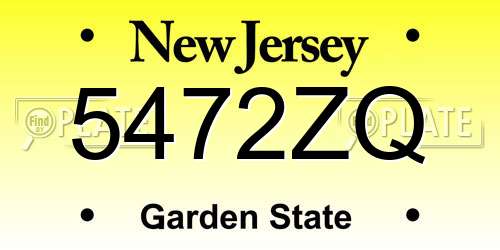 5472ZQ New Jersey License Plate