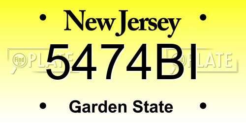 5474BI New Jersey License Plate