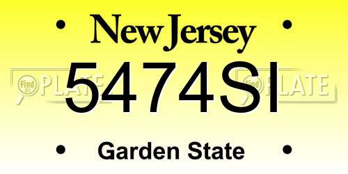 5474SI New Jersey License Plate