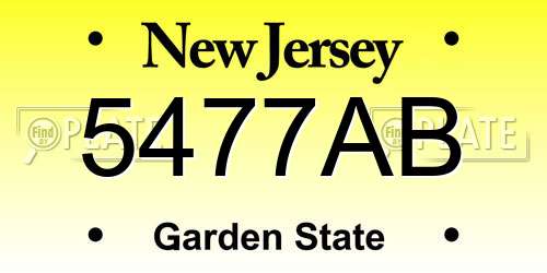 5477AB New Jersey License Plate
