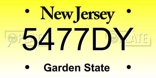 5477DY New Jersey License Plate