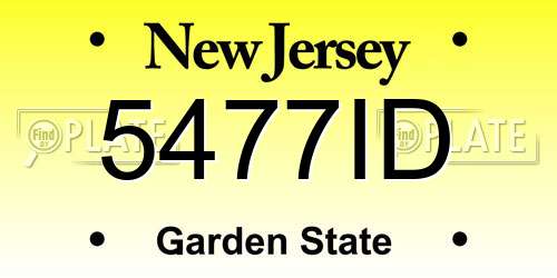 5477ID New Jersey License Plate