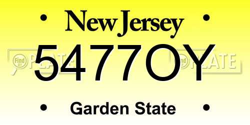 5477OY New Jersey License Plate