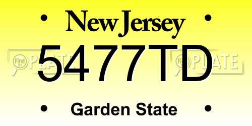 5477TD New Jersey License Plate