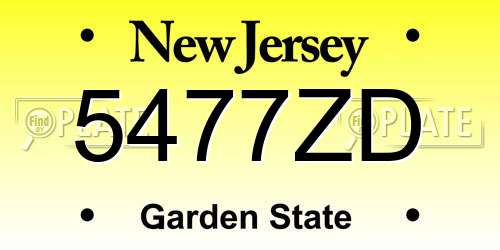 5477ZD New Jersey License Plate