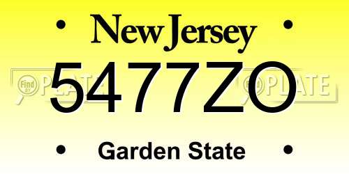 5477ZO New Jersey License Plate