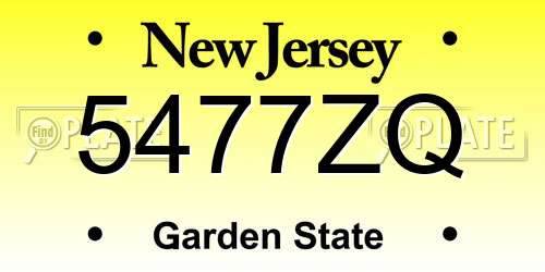 5477ZQ New Jersey License Plate