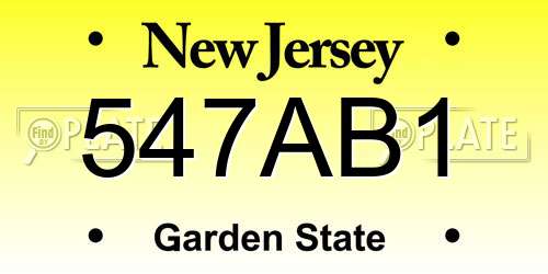 547AB1 New Jersey License Plate