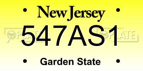547AS1 New Jersey License Plate