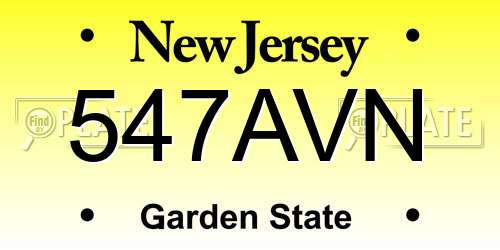 547AVN New Jersey License Plate