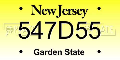 547D55 New Jersey License Plate