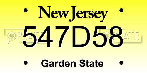 547D58 New Jersey License Plate