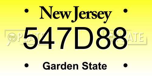 547D88 New Jersey License Plate
